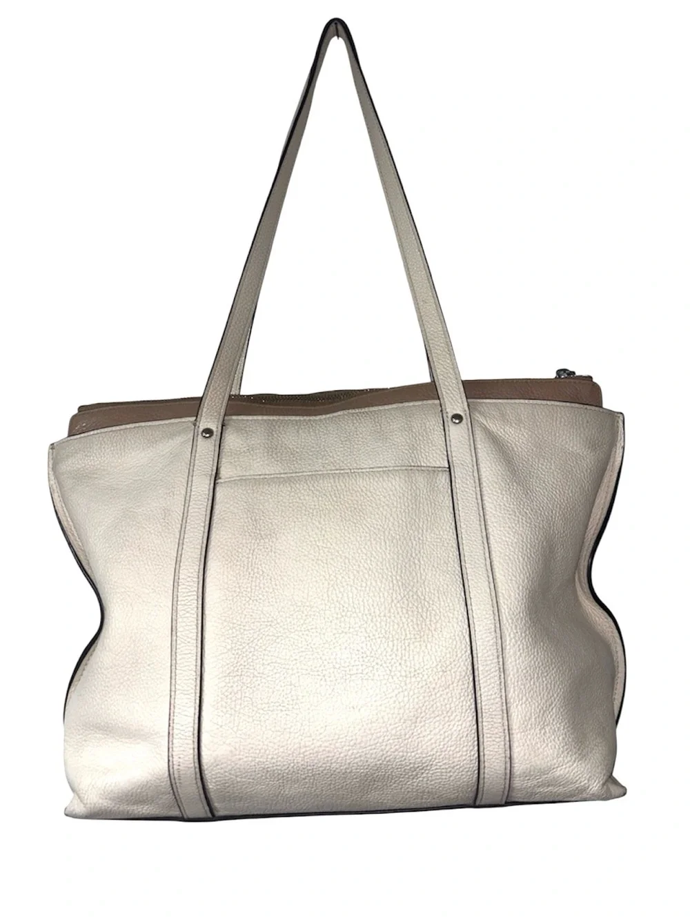 Coach 573 White Cream Tan Pebble Soft Leather Tote Bag Handbag Tote Medium Size